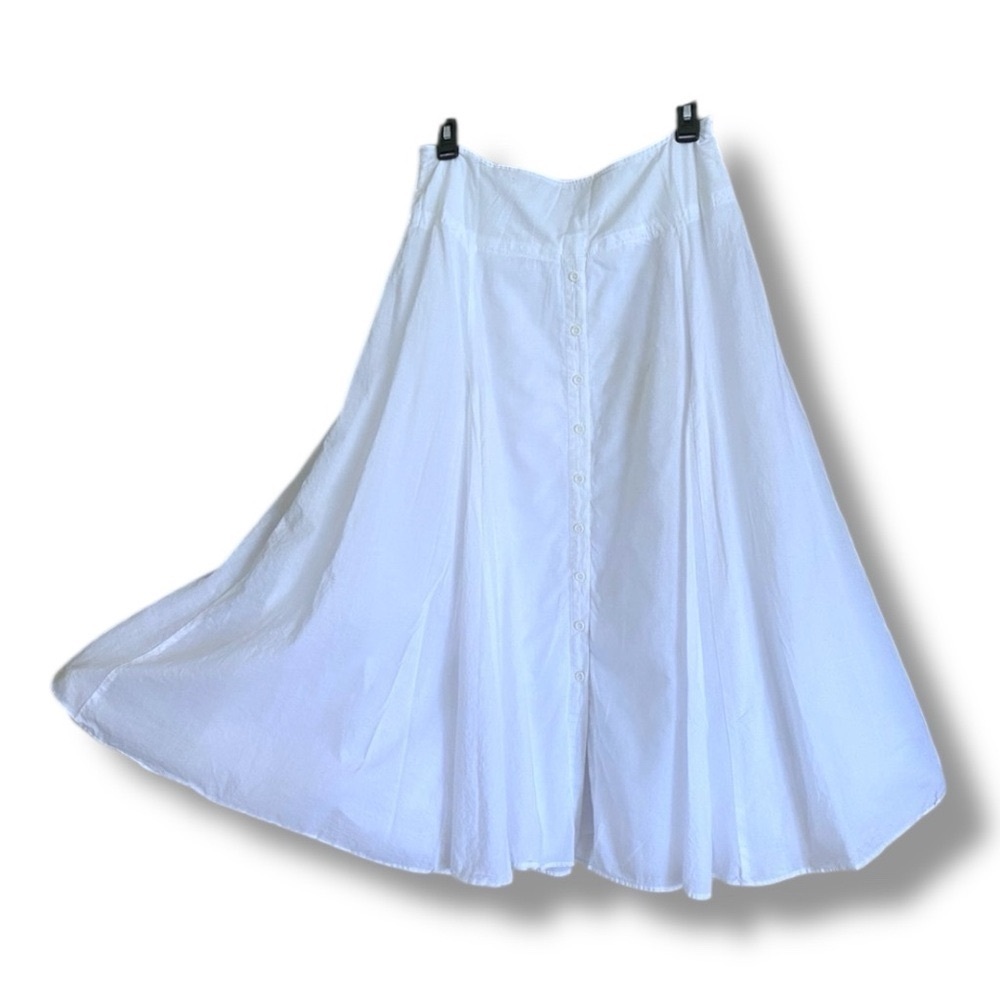 I.N.C. Flowing Bohemian White Linen Midi Skirt Button-Down - Picture 2 of 10